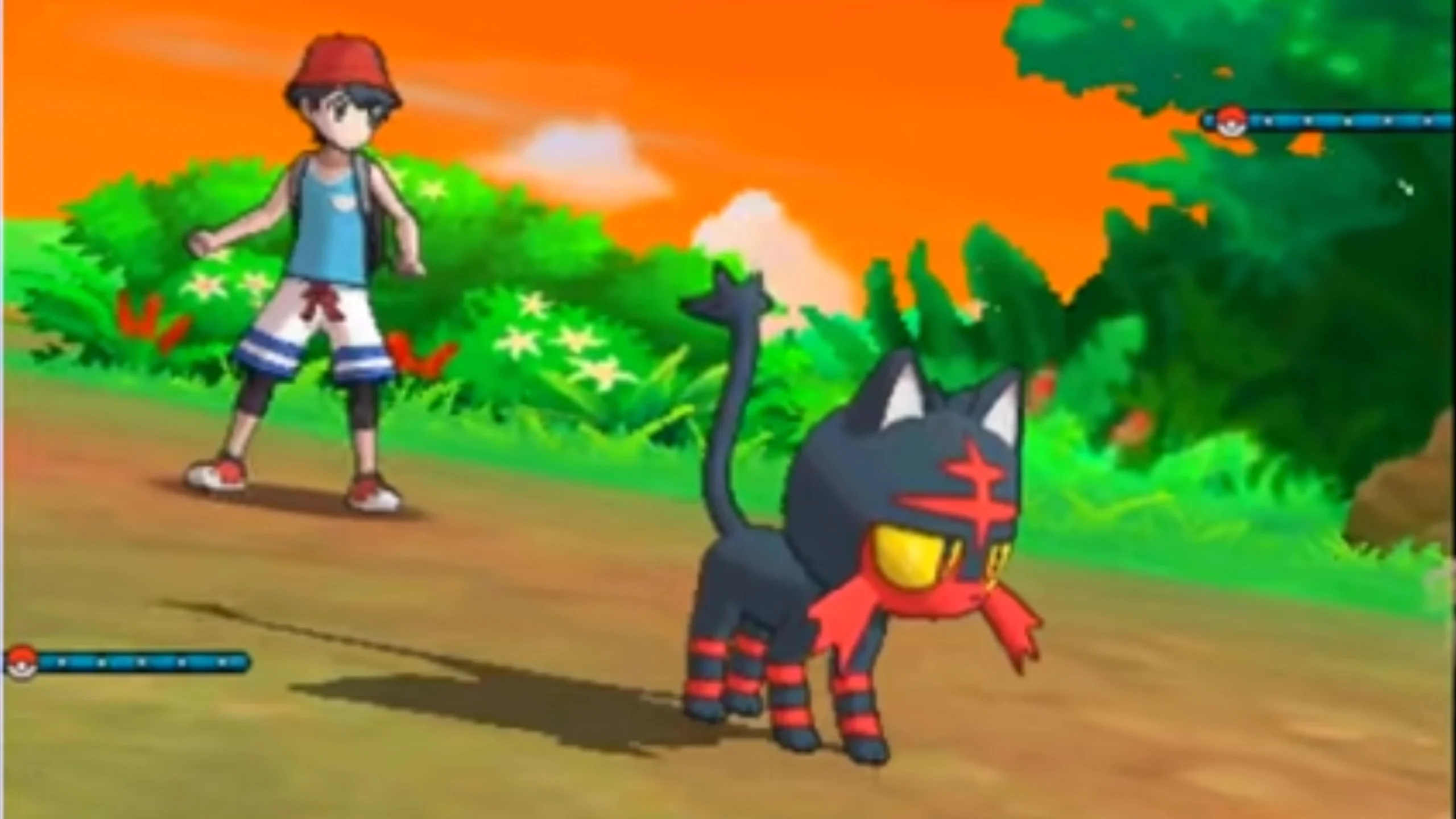 Pokémon Ultra Moon gameplay with Litten on Nintendo 3DS